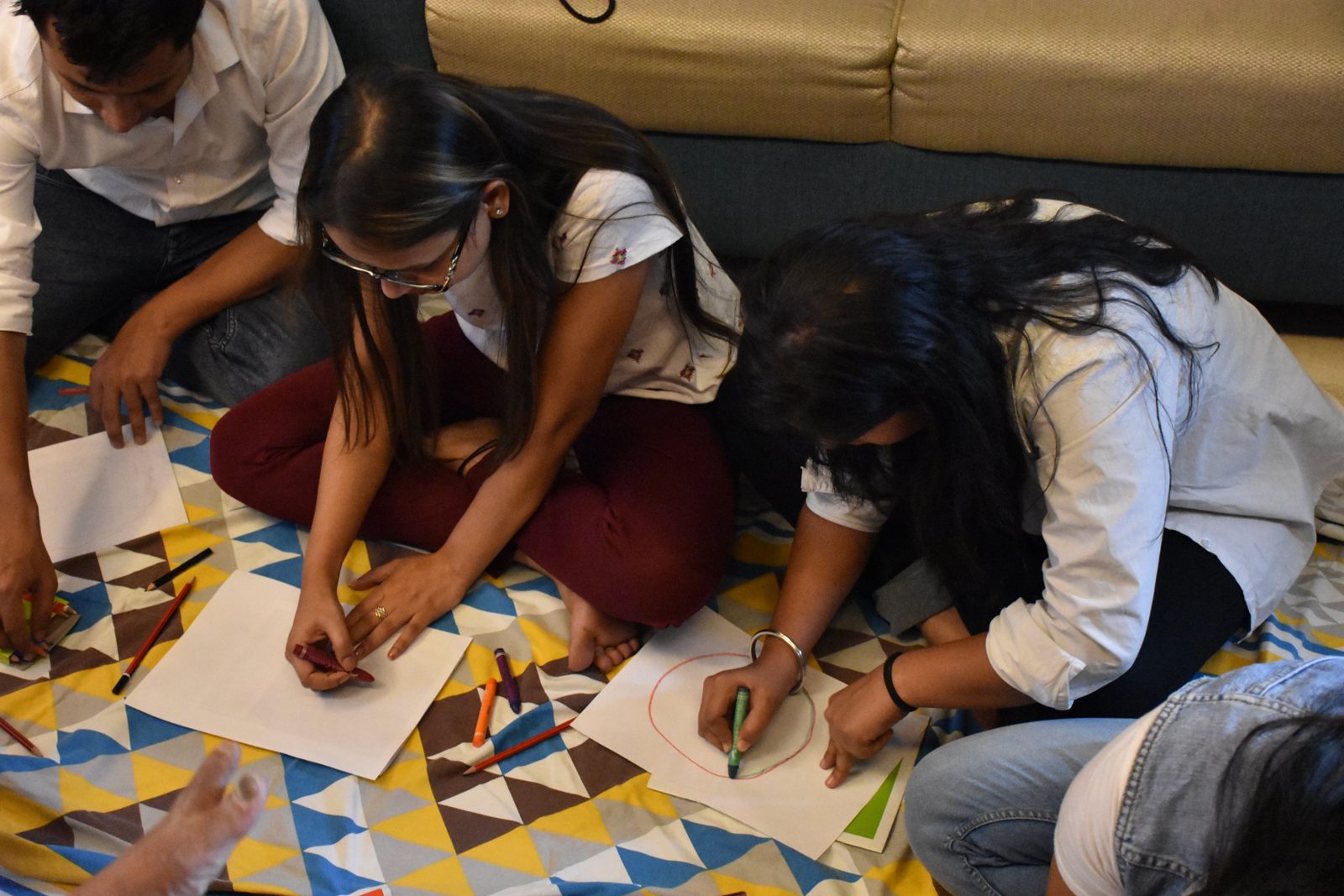 Participants in a STRENGTH workshop doing a creative exercise